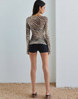 Zebra Print Long Sleeve Top for Women