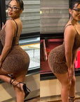 Sexy Backless Knitted Dress with Rhinestones