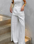 Chic Strapless Top and High Waist Wide Leg Set