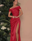 Elegant Off-Shoulder Split Maxi Dress