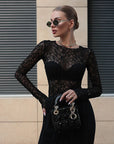 Chic Sheer Lace Long Sleeve Top