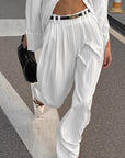 Chic Striped Loose Shirt and High Waist Pants Set