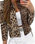 Women's Leopard Print Sequin Long Sleeve Blazer