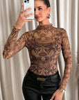 Women's Sexy Leopard Print Mesh T-Shirt