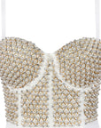 Elegant Backless Rhinestone Crop Top