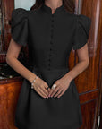 Summer New High Waist A-Line Dress with Puff Sleeves
