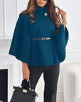 Elegant Winter Women's Cape Coat with Waist Tie