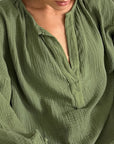 Minimalist Cotton Lantern Sleeve Casual Shirt