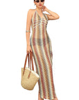 Stylish V-Neck Sleeveless Striped Dress