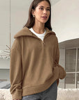 Fashionable Brown Fleece Sweatshirt for Women