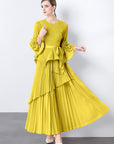 European Style Tie Waist Flare Sleeve Top Set