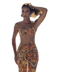Sexy Backless Travel Dress with Geometric Print