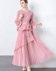 European Style Tie Waist Flare Sleeve Top Set