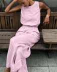 Summer Cotton Linen Two-Piece Set for Women