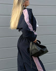 Trendy Color Block Casual Sports Suit