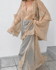 Chic Sheer Chiffon Batwing Sleeve Dress