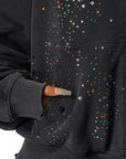 Trendy Loose-Fit Zip-Up Hoodie with Rhinestones