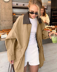 Retro Khaki Lapel Trench Coat for Women