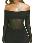 Sexy Off-Shoulder Mesh Top for Women
