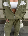 Casual Color Block Hoodie Set for Women