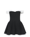 Elegant Off-Shoulder Color Block Mini Dress