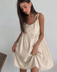 Brown Cotton Linen Dress for Women
