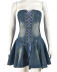 Stylish Denim Strapless Mini Dress for Women