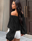 Loose Fit Lantern Sleeve Off Shoulder Top