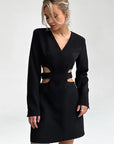 Chic V-Neck Hollow Long Sleeve Dress