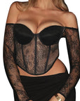 Lace Sexy Off-Shoulder Long Sleeve Top