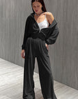 Trendy Pink Velvet Two-Piece Set for Women