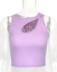 Sexy Hollow Ribbed Tank Top for Women
