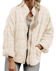 Solid Color Stand Collar Cotton Jacket for Women