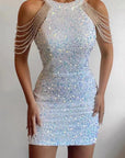 2026 Spring Summer Fashion Sexy Crystal Chain Bodycon Dress
