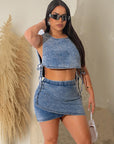 Stylish Denim Two-Piece Set for Women