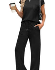 Casual Loose Fit Pocket T-Shirt and Pants Set