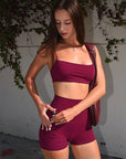 Summer Solid Color Sports Tank Top and Shorts Set