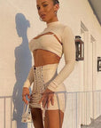 Chic Two-Piece Crop Top Set for Fall Fashion