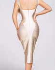 Elegant Backless Strap Dress with Gold Foil