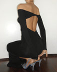 Off Shoulder Sexy Backless Long Sleeve Dress
