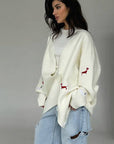 Korean Style Embroidered Dog Sweater Cardigan