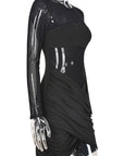 Sexy Sheer Long Sleeve Dress for Fall