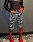 Trendy Sequin Leopard Print Elastic Waist Shorts
