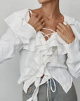 French Style Ruffled Long Sleeve Blouse