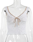 Summer Sexy Lace Tank Top with Color Block Trim