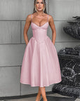 Fashionable Waist-Defined Spaghetti Strap Dress