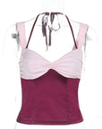 Color Block Pleated Cami Top for Women