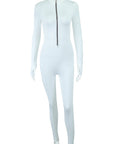 Casual Zipper Stand Collar Jumpsuit for Women
