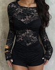 Fashionable Sexy Lace Long Sleeve Jumpsuit
