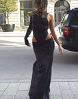 Chic Street Style Long Sleeve Split Skirt Set